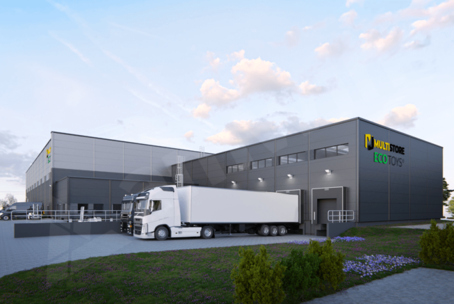 dok zaladunkowy w hali magazynowej