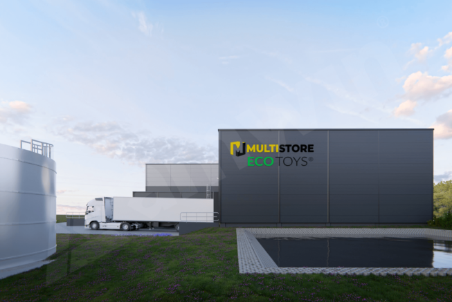 zbiornik retencyjny przy hali magazynowej